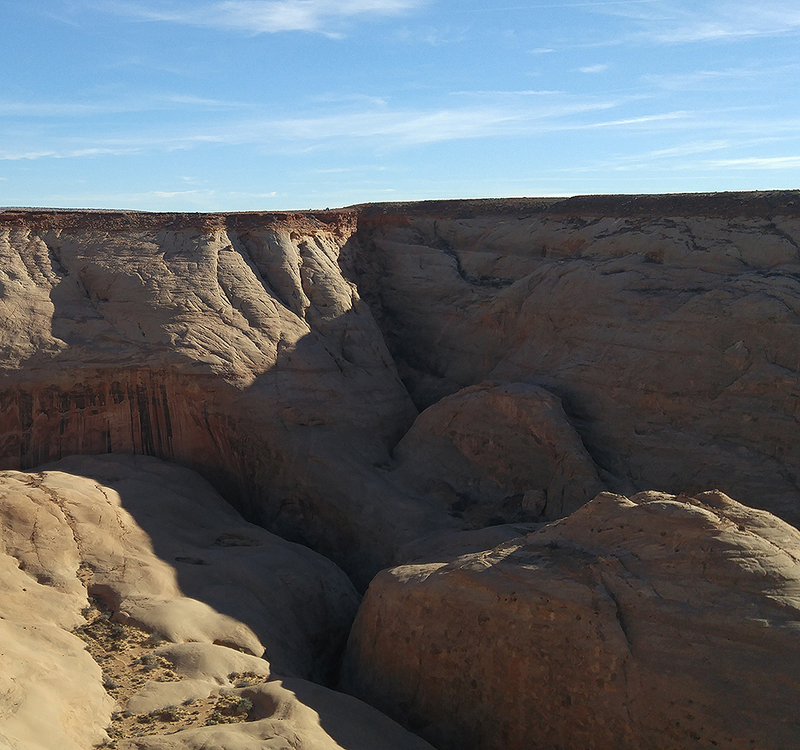 The view from the other side of the canyon- you can barely make out our
camp/vehicles, and what awaits should you venture too far...
